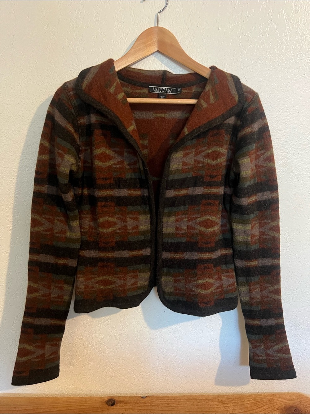 Peruvian Connection Baby Alpaca Wool Southwestern Cardigan M
